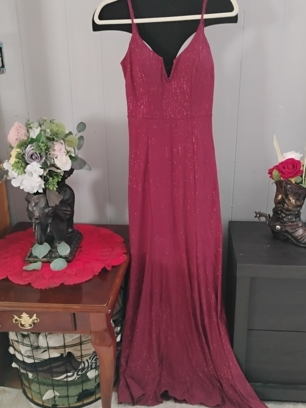 City Triangles Sparkling Raspberry Maxi Dress